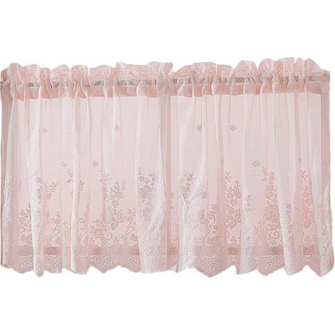Rideau en tulle jacquard style bistrot pour maison de campagne – rose, 137 x 90 cm, motif élégant et léger (1/5)