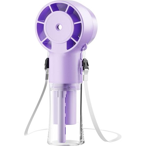 Ventilateur Portable avec Brume D'eau, Ventilateur de Poche USB Rechargeable, 4 Vitesses, avec Réservoir D'eau de 20ml, pour l'été, l'extérieur, les Voyages, la Maison, le Bureau, le Camping (Violet) (1/5)