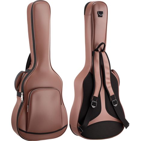 Étui Rigide pour Guitare Acoustique 1041 mm Étui Guitare Folk Marron, pour Transport et Stockage, avec Compartiment pour Accessoires, Rembourrage Mousse, Poignée Transport, Double Sangle à Dos