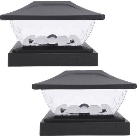 Lot de 2 lampes solaires LED pour poteaux, éclairage blanc chaud et blanc, résistantes aux intempéries, pour terrasse, clôture ou porche (noir). (1/5)