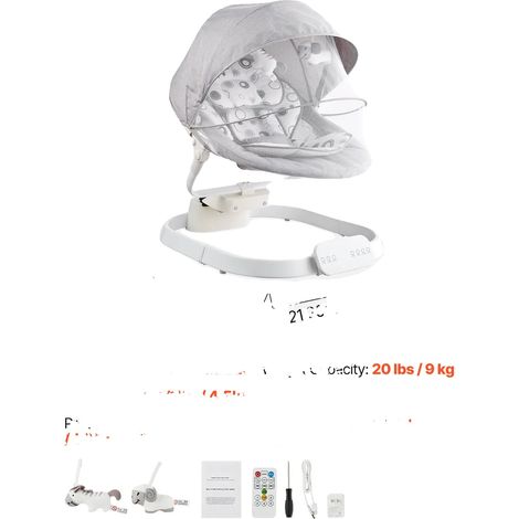 Balancelle pour bébé, 3 vitesses, 3 positions de siège, 20 lbs (1/2)