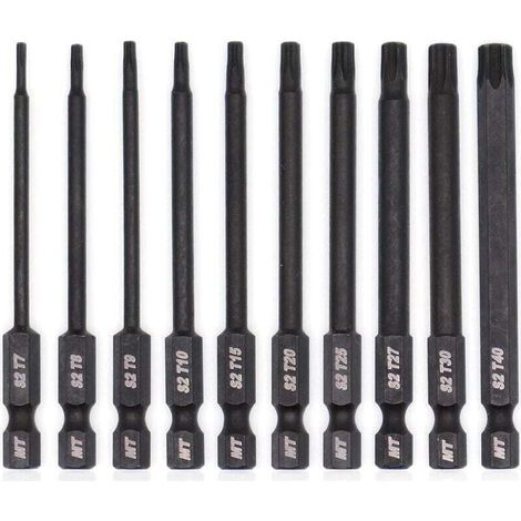 AIMOONSA Jeu d\'embouts Torx pour tournevis, perceuses et cls chocs, rsistant la temprature, traitement thermique avanc, revtement phosphat, 8 cm, 10 pices