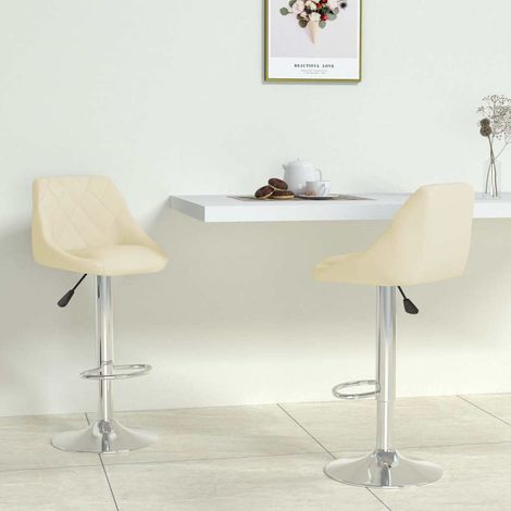 vidaXL Taburetes de cocina 2 unidades cuero sintético color crema (1/5)