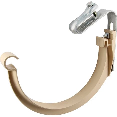 Crochet monté avec étrier à visser - Sable - pour gouttière PVC demi-ronde de 33 - Nicoll