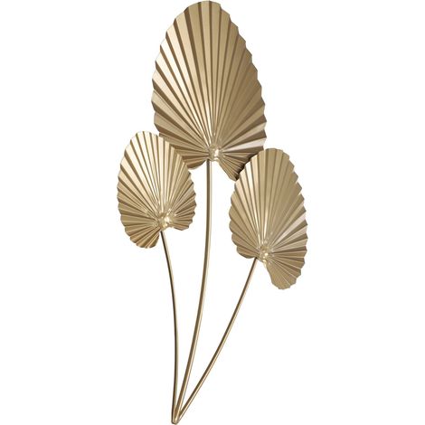 EGLO LIVING Wanddeko Chikuma, elegantes 3D Wandbild im Blatt-Design, Wandobjekt aus Metall in Messing, Wand Deko für Wohnzimmer und Schlafzimmer, Wanddekoration 59 x 77,5 cm