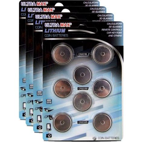 Lot de 32 Piles Bouton au Lithium 3V 8xCR2016 8xCR2025 16xCR2032 Assortiment Piles bouton pour montres ou calculatrices - JUANIO -