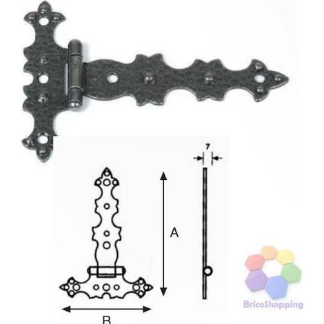 Cerniera piana ferro battuto verniciata nero anticata 104x72 mobili armadi stile