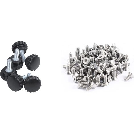 6 vis moletées x 10 avec 100 vis à tête fraisée hexagonale (1/5)