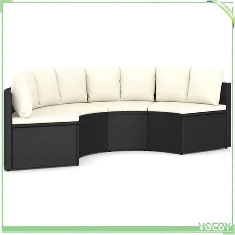 Salon de jardin 4 pcs - FAFEICY - 3064910 - Résine tressée - Acier enduit de poudre - Noir (1/5)