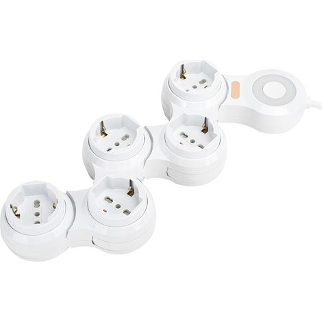 Multiprise déformable à 5 prises concaves 10A avec interrupteur indicateur de mise sous tension (prise UE 220V-250V) (1/5)