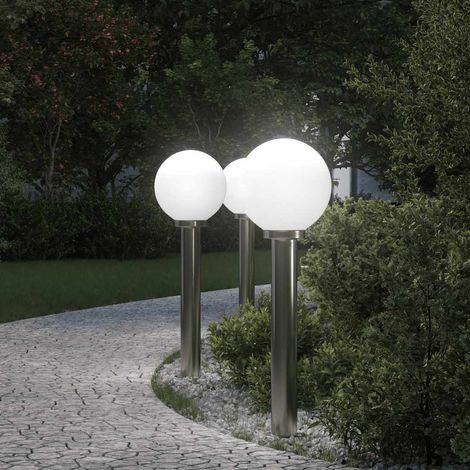 Balizas de iluminación, 3 unidades, 80 cm, acero inoxidable, IP44