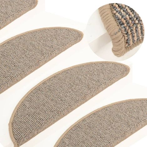 vidaXL Tappetini per scale 15 pz 56x17x3 cm Marrone Semicircolari