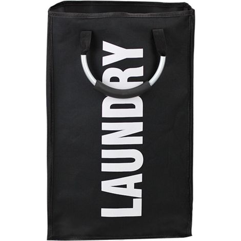 Sac à linge pliable et amovible - noir, 33x23x53cm, avec poignée de transport sac de rangement, panier à linge Oxford, 600D imperméable 20-35 litres (1/5)