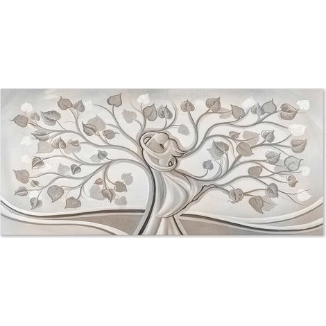 Lupia - Quadro Moderno PICTURES Albero Abbraccio su Tela Materica, Stampa Astratta, Decorazione per Soggiorno, Camera da Letto, Ufficio, Hotel, 52x122 cm, Tela, Made in Italy (1/4)