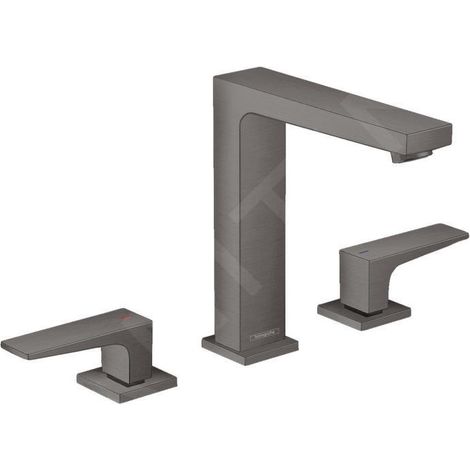 Hansgrohe Metropol - Mitigeur de lavabo avec vidage Push-Open, installation à 3 trous, chrome noir brossé 32515340 (1/5)