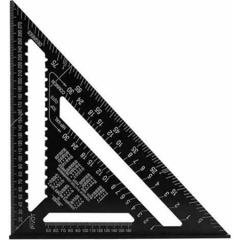 Équerre triangulaire métrique professionnelle, 30 cm/300 mm, équerre de menuisier de haute précision, en alliage d'aluminium, outil de mesure d'angle pour le bois, équerre de charpentier noire (1/5)