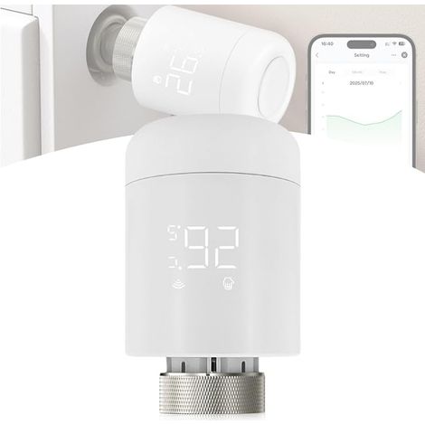Smart Radiator Thermostat, WiFi Thermostat, Heating Controller, Heating Thermostat with App Control and Voice Control, Programmable Room Thermostat, Compatible (1/5)