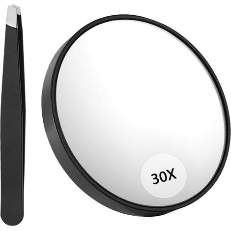 30x Magnifying Mirror, 30x Magnifying Mirror, Suction Cup and Tweezers, As a Magnifying Mirror for Makeup, Pocket Mirror for Eye Makeup 3.5" MUMU (1/4)