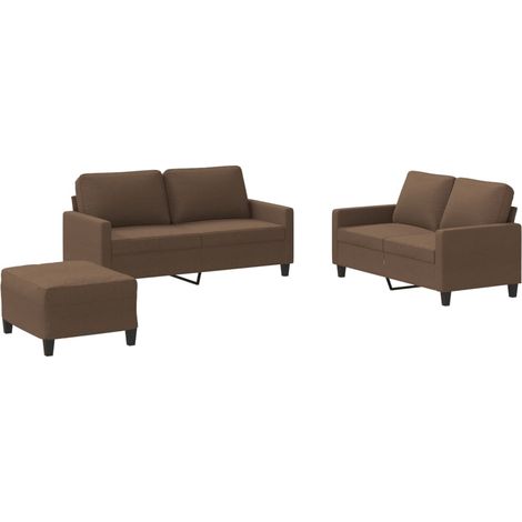 Ensemble de Canapé  Sofas 3 pcs avec coussins Marron Tissu (1/5)