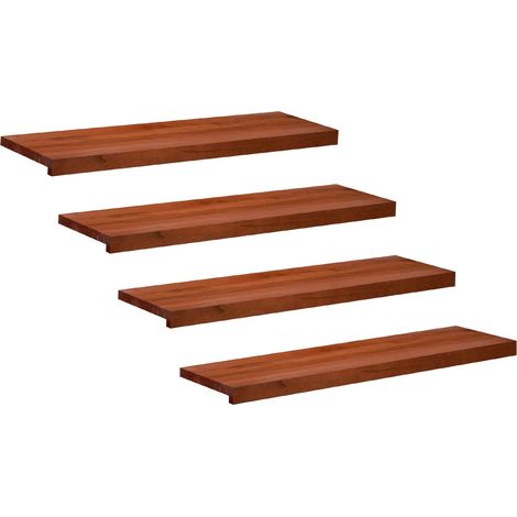 Marches d'escalier intérieur en bois de hêtre massif marron 100 x 30 x 2 cm - Lot de 4 (1/5)