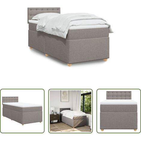 vidaXL Surmatelas -  Sommier à lattes de lit avec matelas Taupe 90x190 cm Tissu (1/5)