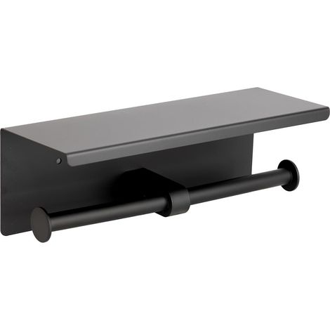 Porte Papier Toilette Double avec Etagere, Derouleur Acier INOX (1/5)