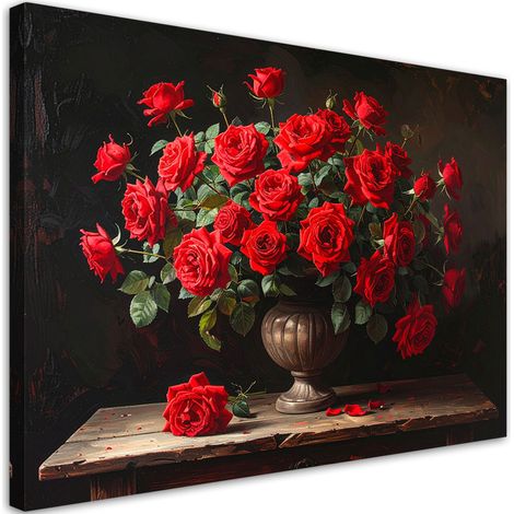 Cuadro en Lienzo, Rosas rojas en un jarrón, 30x20 (1/5)