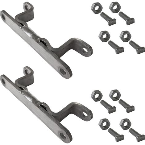 Bride de fixation pour poteau Bride simple ou double avec boulonnerie. Système de fixation pour panneaux - 80 x 40 mm (Bride double) - Lot de 2 (1/5)