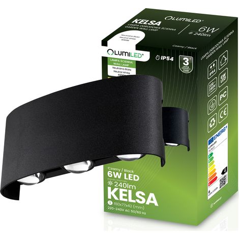 Lampada da giardino per esterni, lampada da parete, facciata, LED 6W, IP54, superiore/inferiore, KELSA LUMILED (1/5)