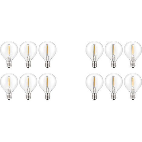 12Pcs G40 LED Ampoules de Remplacement, E12 Base de Vis Incassable LED Globe Ampoules pour Guirlandes Solaires Blanc Chaud