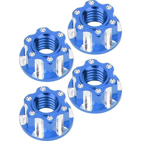 4 écrous hexagonaux M4 en alliage d'aluminium pour modèles RC 1/10, compatibles HSP, Sakura D3 D4 - couleur bleu foncé (1/5)