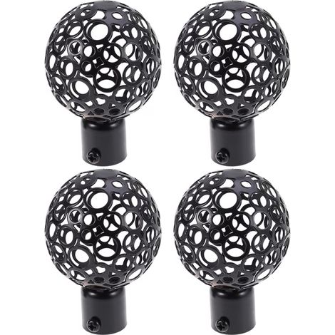 Curtain Finials - Iron Hollow Design - Fits 22 mm Diameter Curtain Rods - For Living Room Bedroom Dining Room - 4 pcs (1/5)