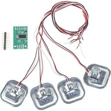 HX711 Module de Capteur de Pression Arduino, Jauge de Contrainte de Charge 50kg/100kg/200kg, 4 Pièces Kit de Capteurs de Pondération, Compatible avec Arduino DIY, 34 34mm A (1/4)