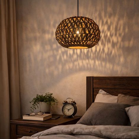 Lámpara colgante ratán natural Ø38cm E27