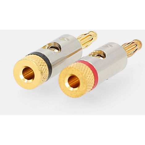 Banana connector straight male gold plated screw cable input diameter 30 mm metal gold 2 pcs envelope (1/5)