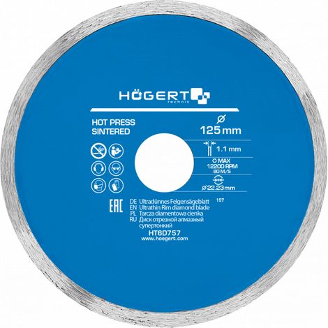 Högert Technik -  disco diamantato fine 125 mm - Il de disco diamantato è progettato per il taglio di las piastrelle in ceramica e per il taglio di las superfici de i materiali de costruzione.