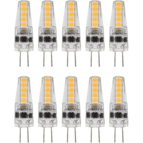 10pcs Ampoules LED G4, 2W 3000K AC 12-24V Ampoules à Intensité Variable pour Lustre Plafonnier Lampe de Table Blanc Chaud (1/5)
