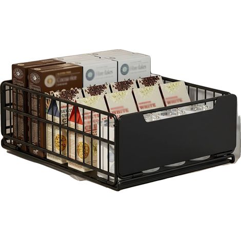 Tiroir de rangement, design coulissant, capacité de charge élevée, 30cm noir (1/2)