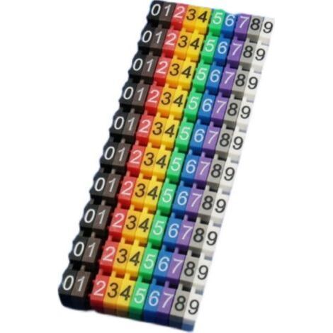 QORVA-(100 pièces 2,5 mm²)Repère Fil Electrique, Marqueur de Câble de 09 Numéro, Repère Clips de Fil Numérique en Plastique, Étiquette du Tube de Fil (1/4)