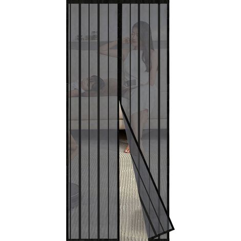 Sekey Moustiquaire Magnétique pour Porte sans Perçage, Protection Contre les Insectes, Rideau de Porte Noir, 230 x 140 cm