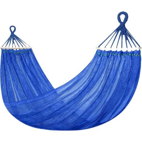 Hamac, Hamac de Camping et Jardin Léger et Frais pour Intérieur/Extérieur, Terrasse, La Sieste, 220 x 150 cm, 250kg Capacité de Charge bleu (1/5)