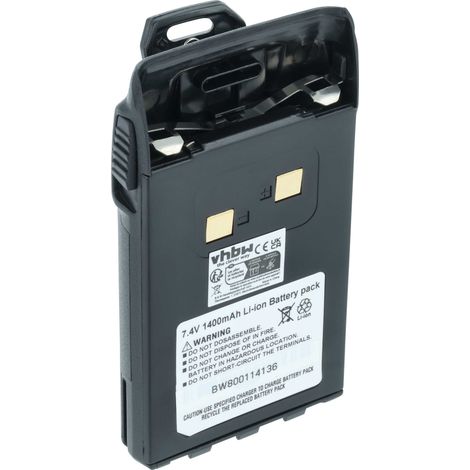 vhbw Akku Ersatz für BLO-004, BLO-007, BLO-001 für Funkgerät, Walkie Talkie (1400 mAh, 7,4 V, Li-Ion) + Gürtelclip