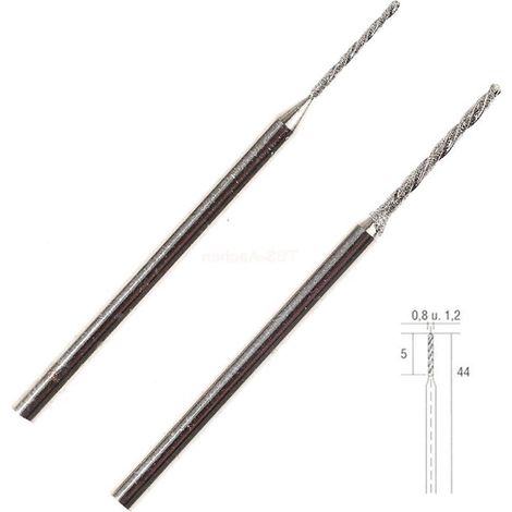 Proxxon – Foret hélicoïdal diamanté pour béton – Lot de 2 – Ø 0.8 mm et Ø 1.2 mm – Longueur 44 mm – Pour perçage précis