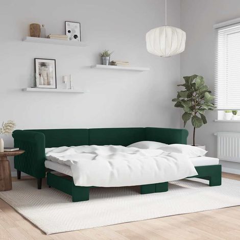 Sofá cama nido terciopelo verde oscuro 90x200 cm (1/5)