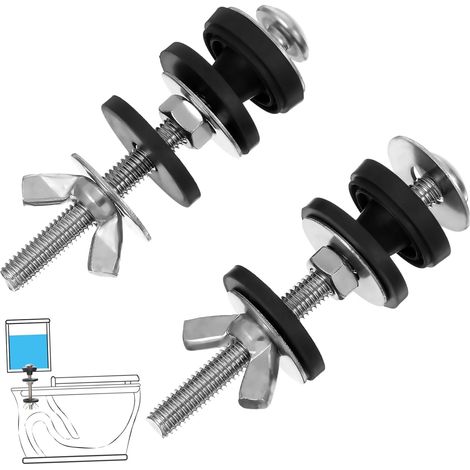 Sollbry 2 Boulons Réservoir Wc Inox Joint Réservoir Wc À Cuvette Vis De Fixation Pour Rondelles Et Écrous Pièces De Rechange Pour Toilettes (1/5)