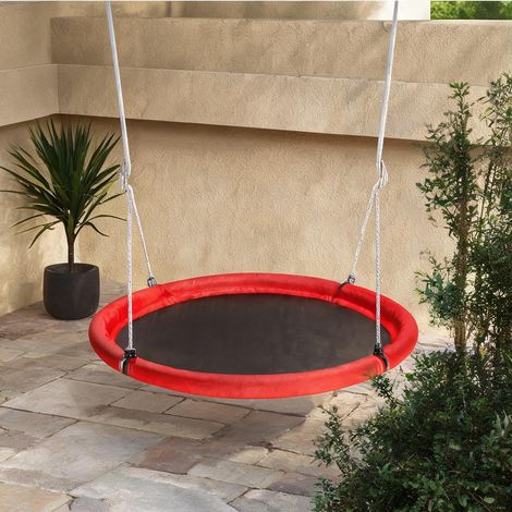 Portique de balançoire coloris rouge en acier (1/5)