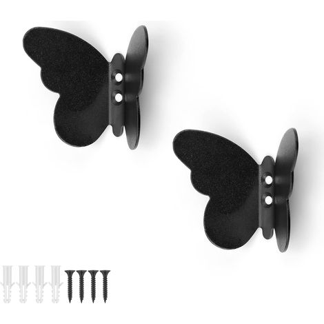 Patère murale noire, lot de 2 patères murales modernes, crochets porte-manteaux papillon originaux