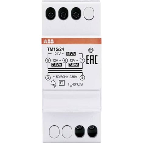 ABB – Transformateur pour sonnette 12 V, 24 V 1.25 A – Sécurité Failsafe SELV – Alimentation discontinue – 15 VA (1/3)