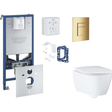 Grohe Rapid SLX - Set bâti-support, cuvette, abattant SoftClose et plaque de déclenchement Skate Cosmopolitan et kit pour insertion de tablette, Cool Sunrise SANI11BB4151 (1/5)