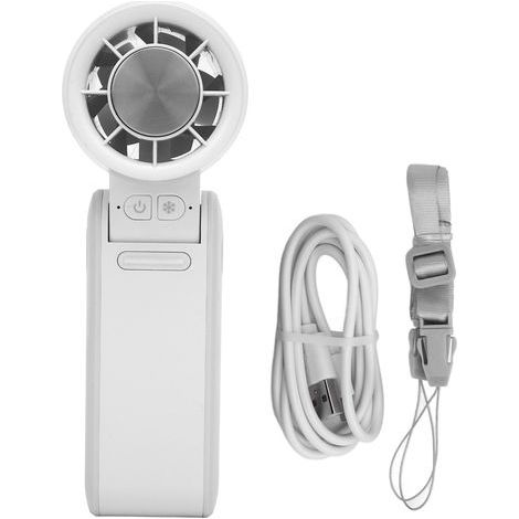 Portable Rechargeable Fan 4000 mAh, 4 Speeds, Semiconductor Cooling, Silent, White (1/5)